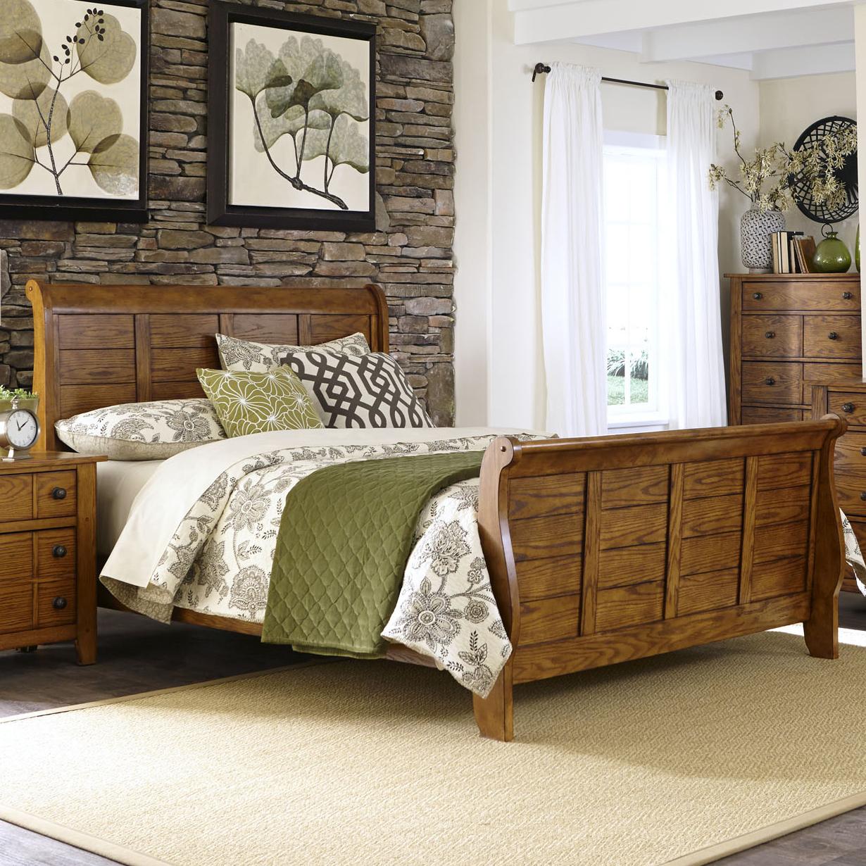 Liberty Furniture Grandpa's Cabin King Sleigh Bed with Paneling Royal